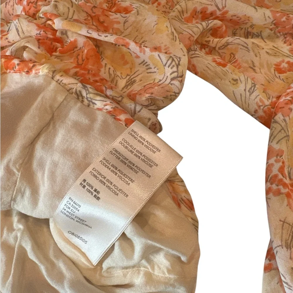 Free People Mabel Printed Blouse M Floral Sheer Sleeve Corset Fairy Ren-Faire